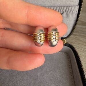 14k 585 Two tone gold earrings with diamonds (6 grams)